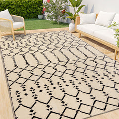 Smiry Outdoor Rug 5x8 ft beige front view