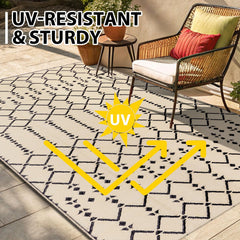 Smiry Outdoor Rug 5x8 ft displayed on patio
