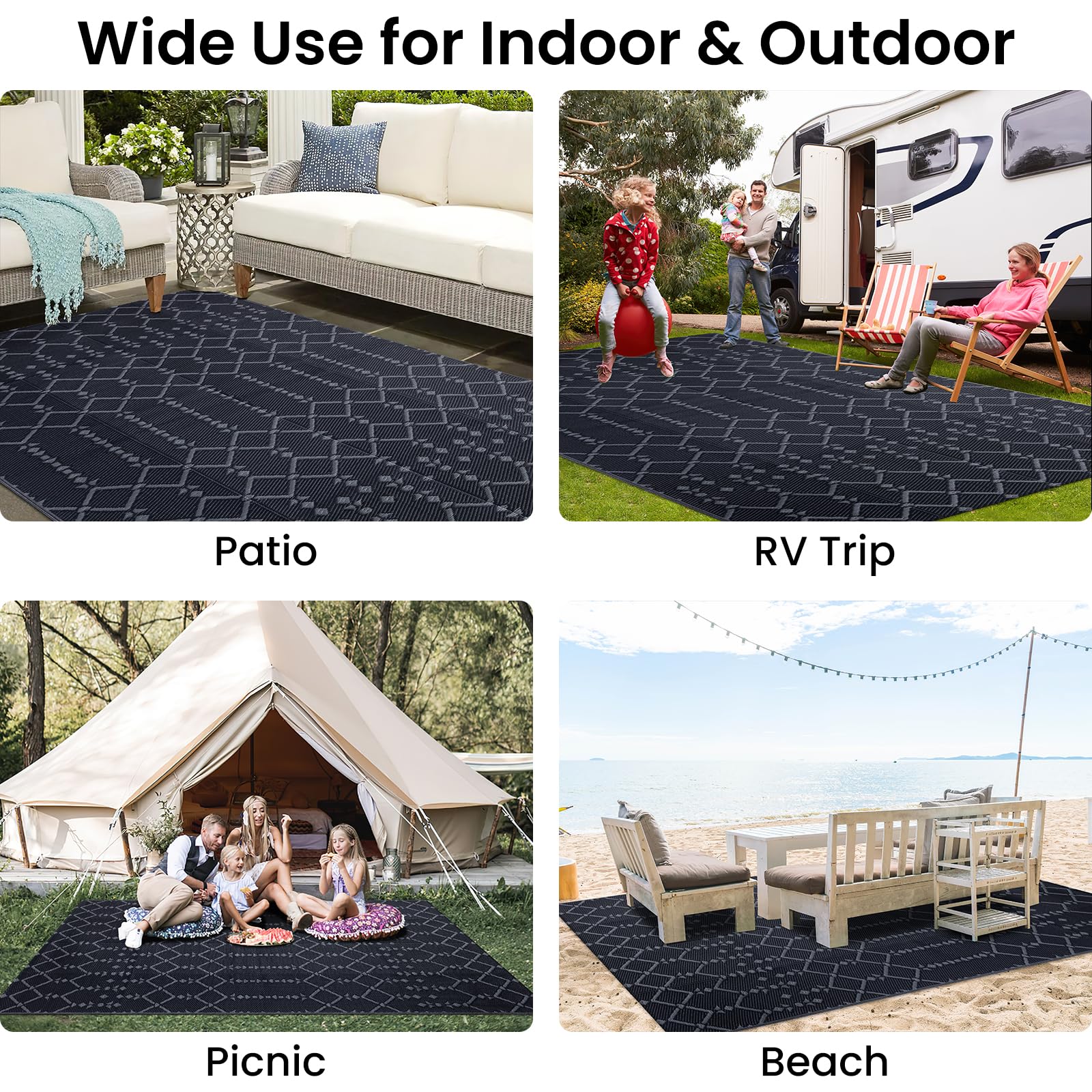 Smiry Outdoor Rug 5x8 ft geometric pattern detail
