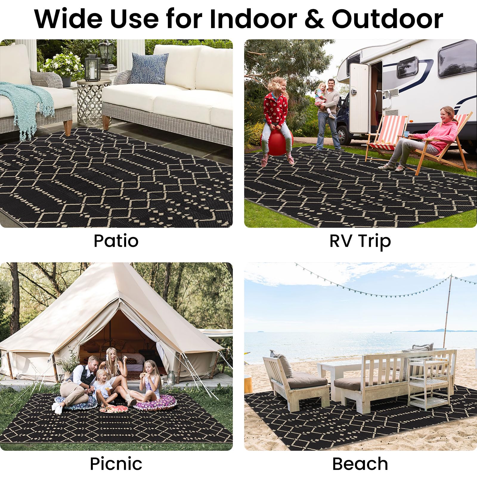 Smiry Outdoor Rug 5x8 ft in garden setting