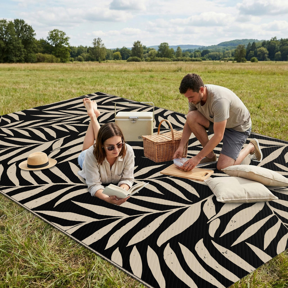 Smiry Outdoor Rug 5x8 ft in outdoor patio setting