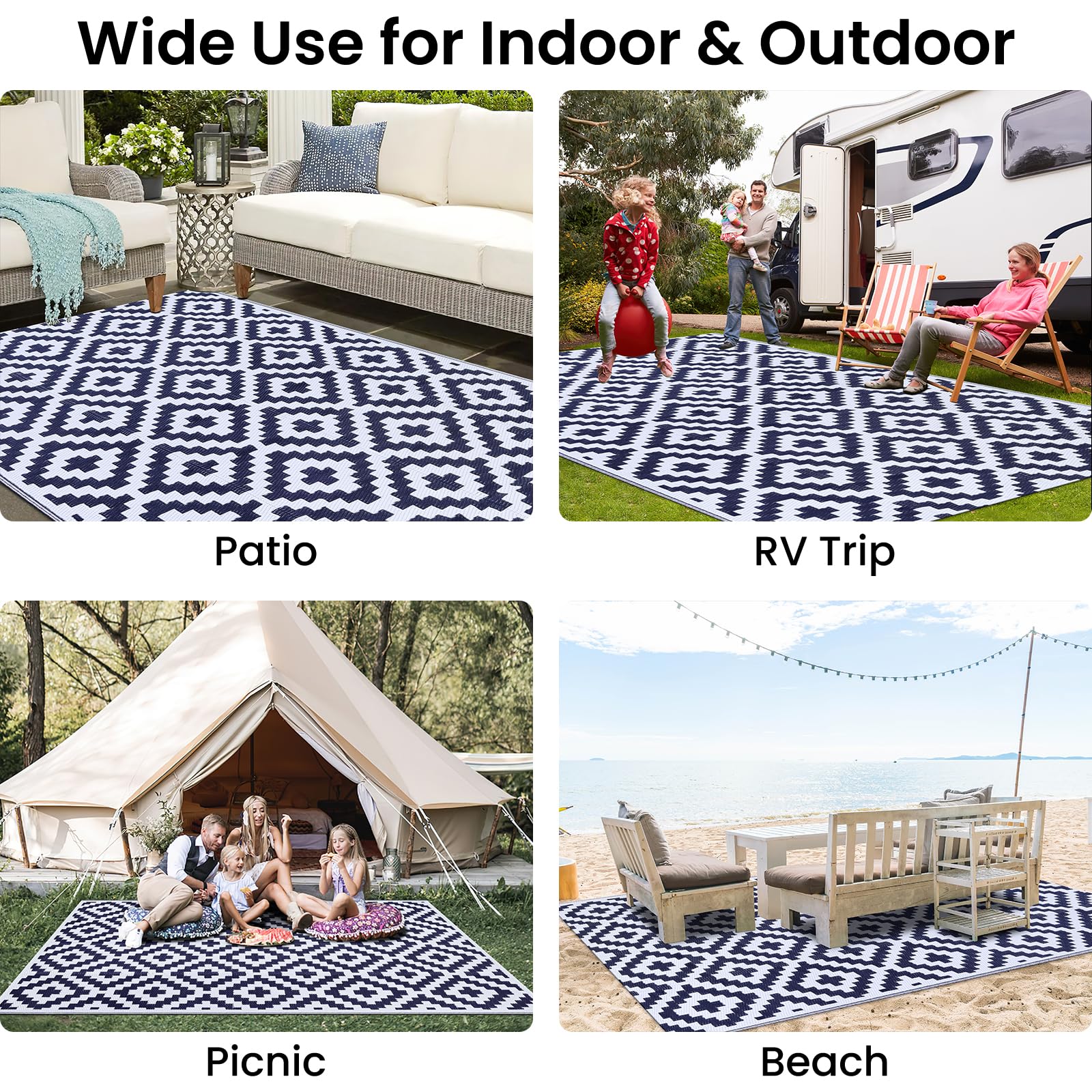 Smiry Outdoor Rug 5x8 ft indoors in living room