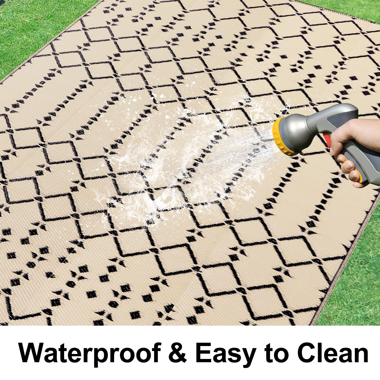 Smiry Outdoor Rug 5x8 ft reversible geometric pattern