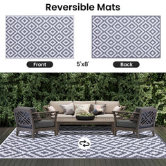 Smiry Outdoor Rug 5x8 ft rolled up for easy transport