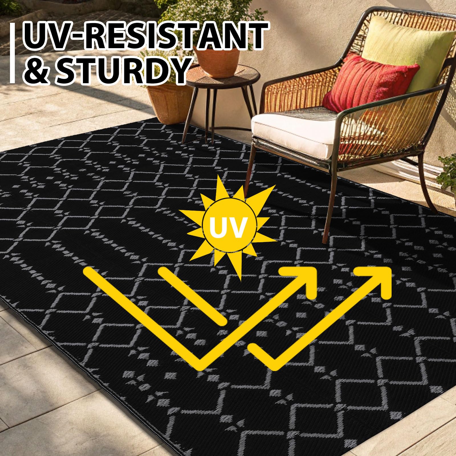 Smiry Outdoor Rug 5x8 ft with carrying bag
