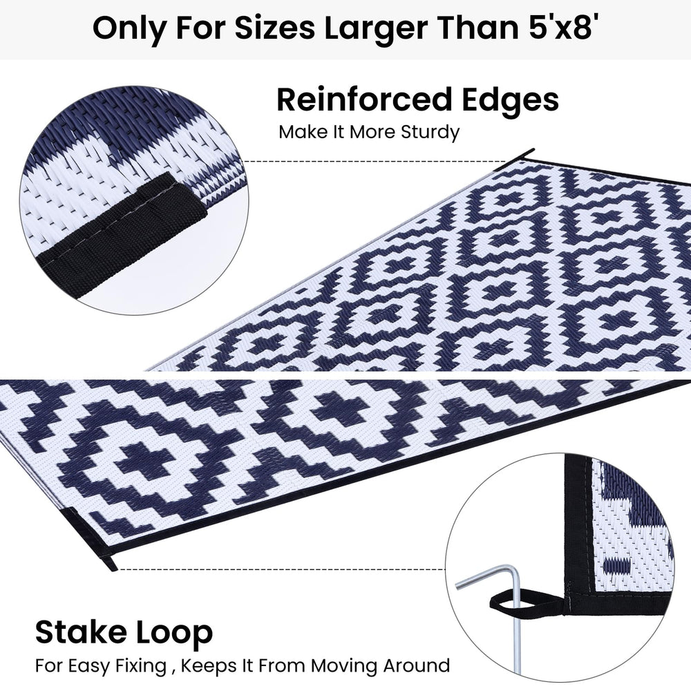 Smiry Outdoor Rug 6x9 ft laid on a patio