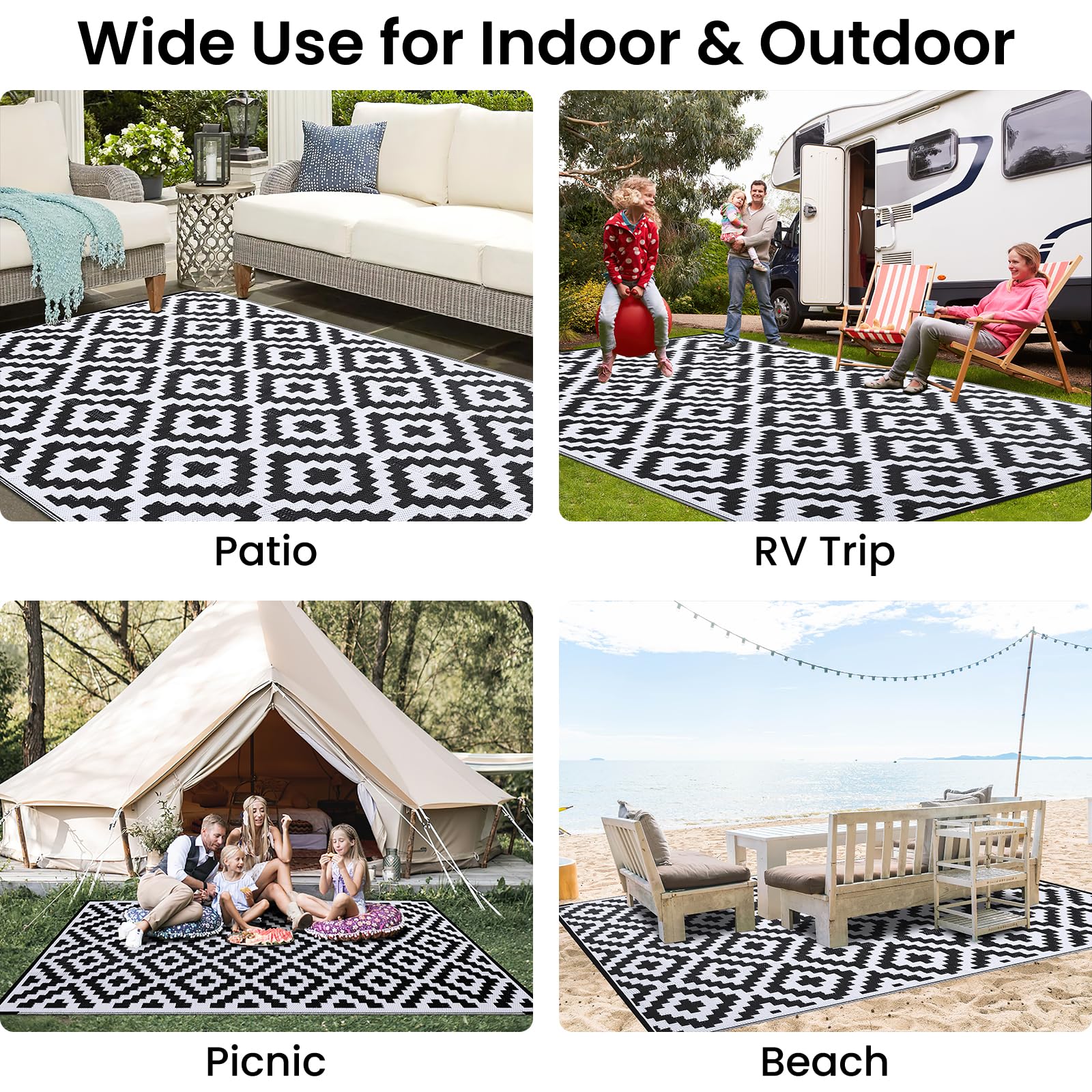 Smiry Outdoor Rug 8x10 ft on grass showcasing outdoor use