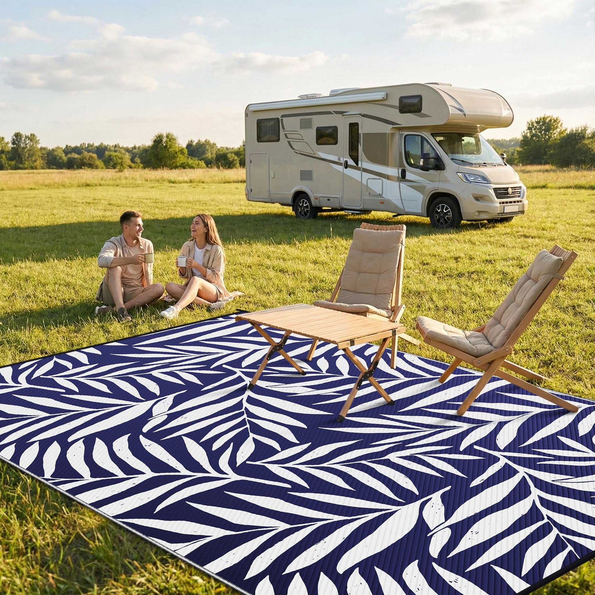 Smiry Outdoor Rug 9x12 ft reversible side view