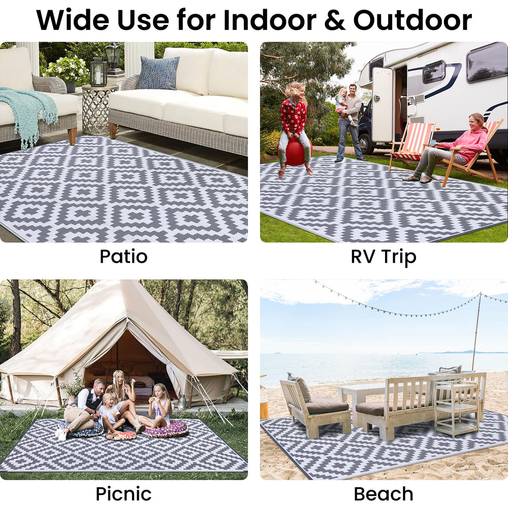 Smiry Outdoor Rug displayed at a picnic setup