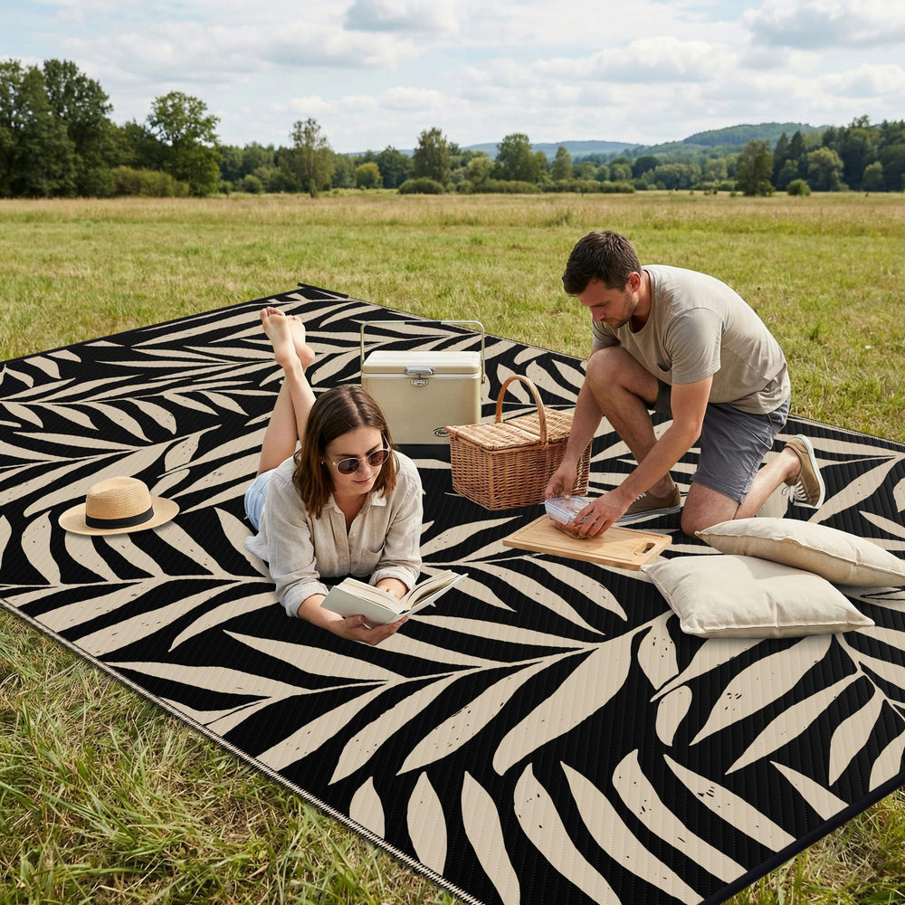 Smiry Outdoor Rug displayed on a patio setting