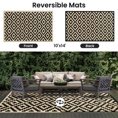 Smiry Outdoor Rug flat on a patio setting