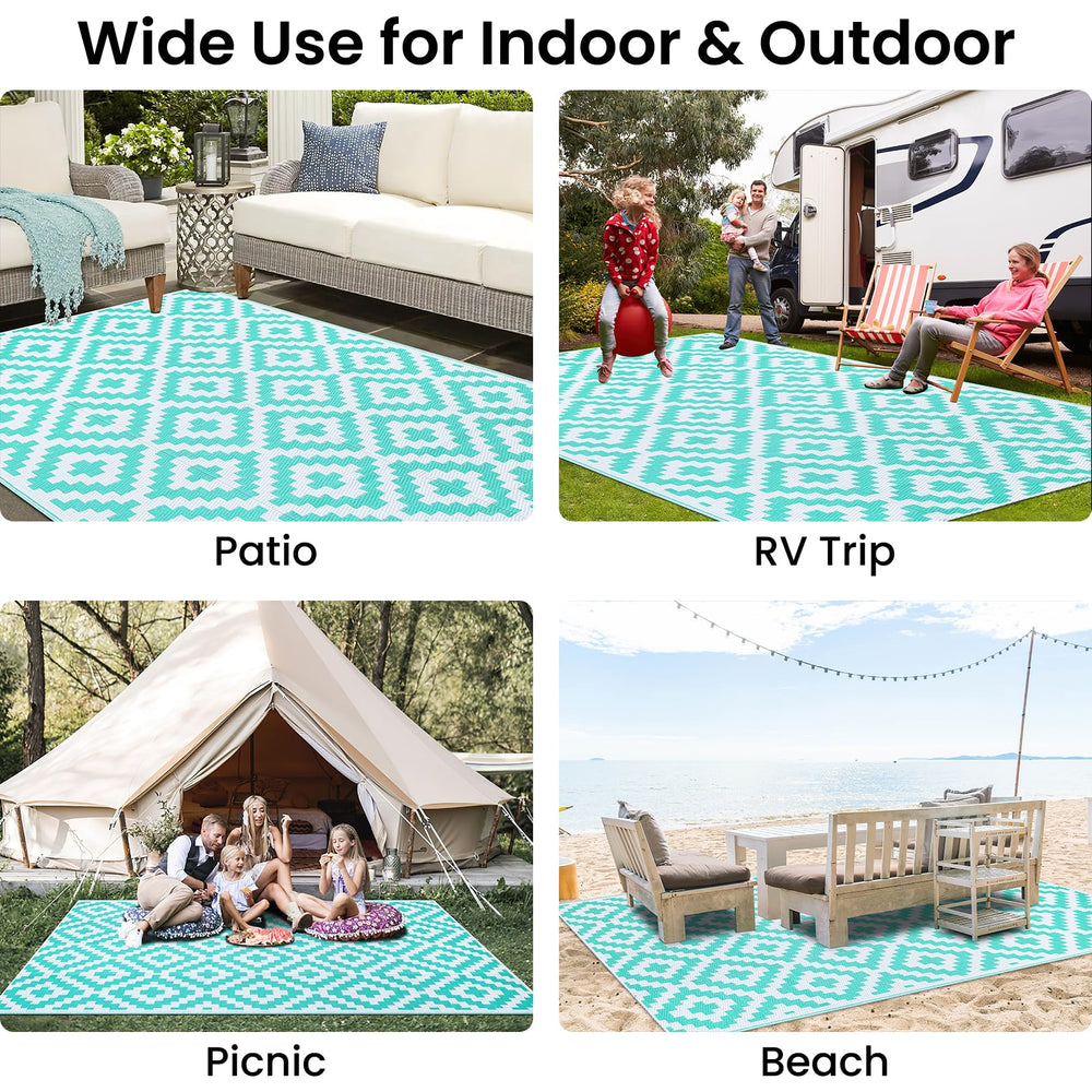 Smiry Outdoor Rug in backyard setting