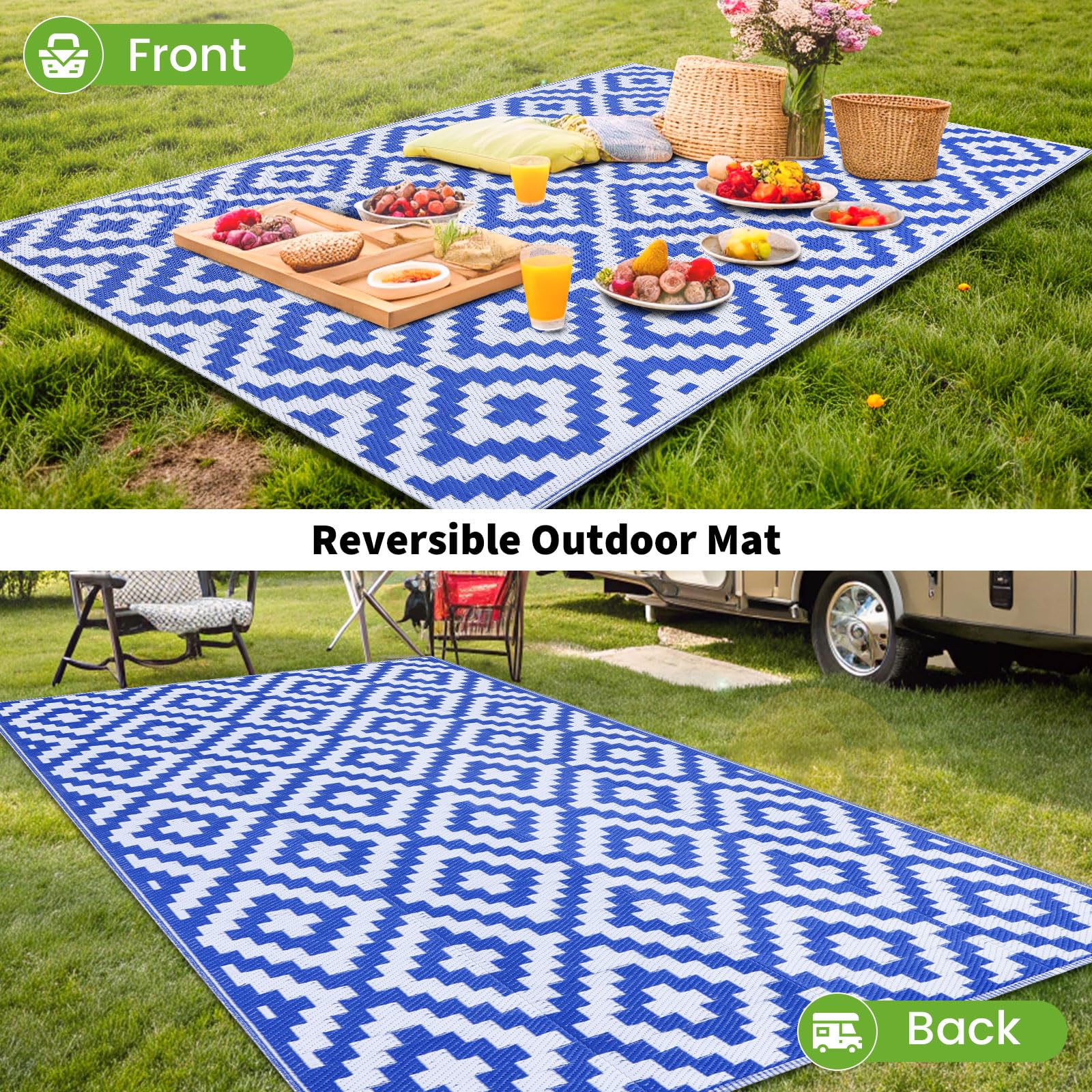 Smiry Outdoor Rug on a patio setting with outdoor furniture