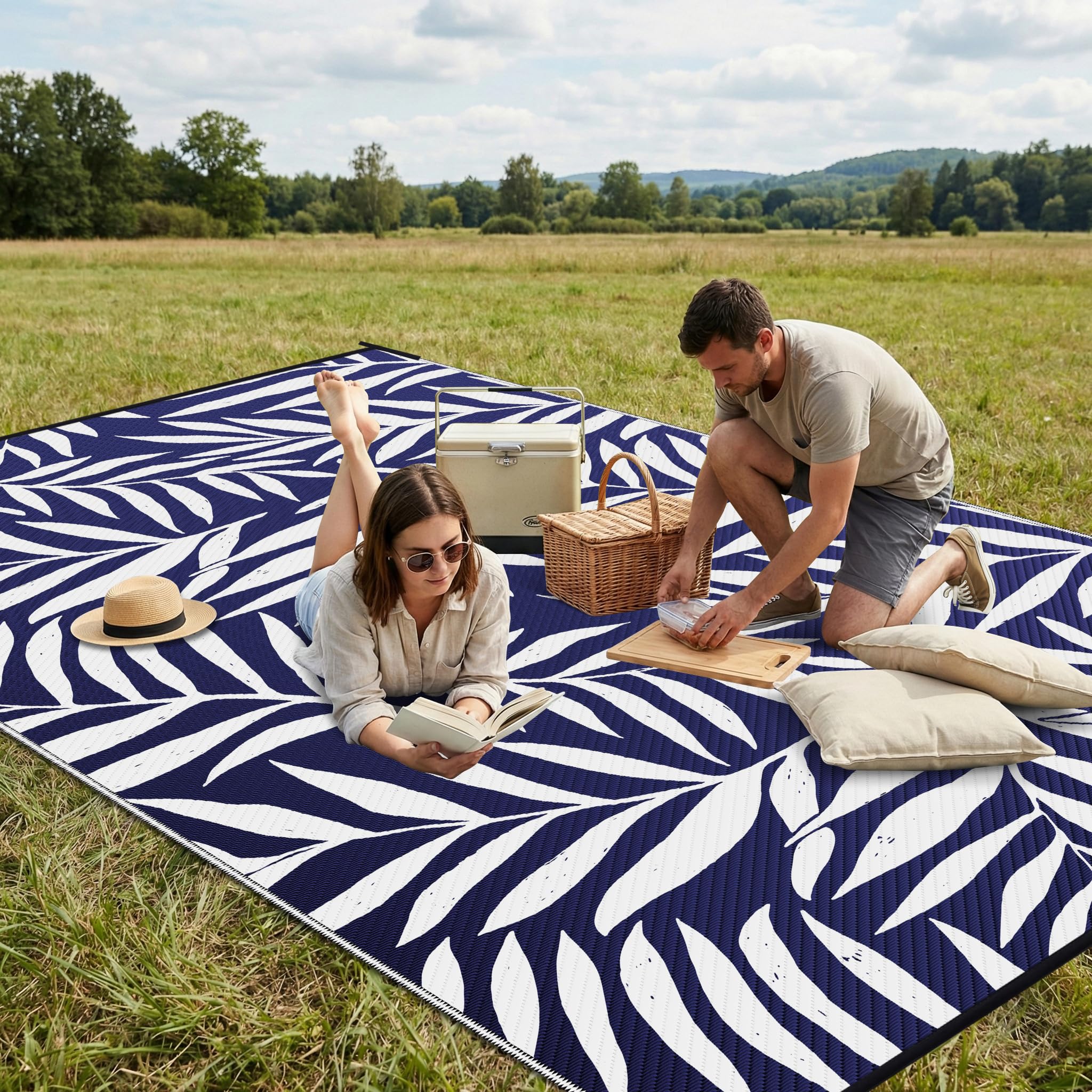 Smiry Outdoor Rug on patio setting