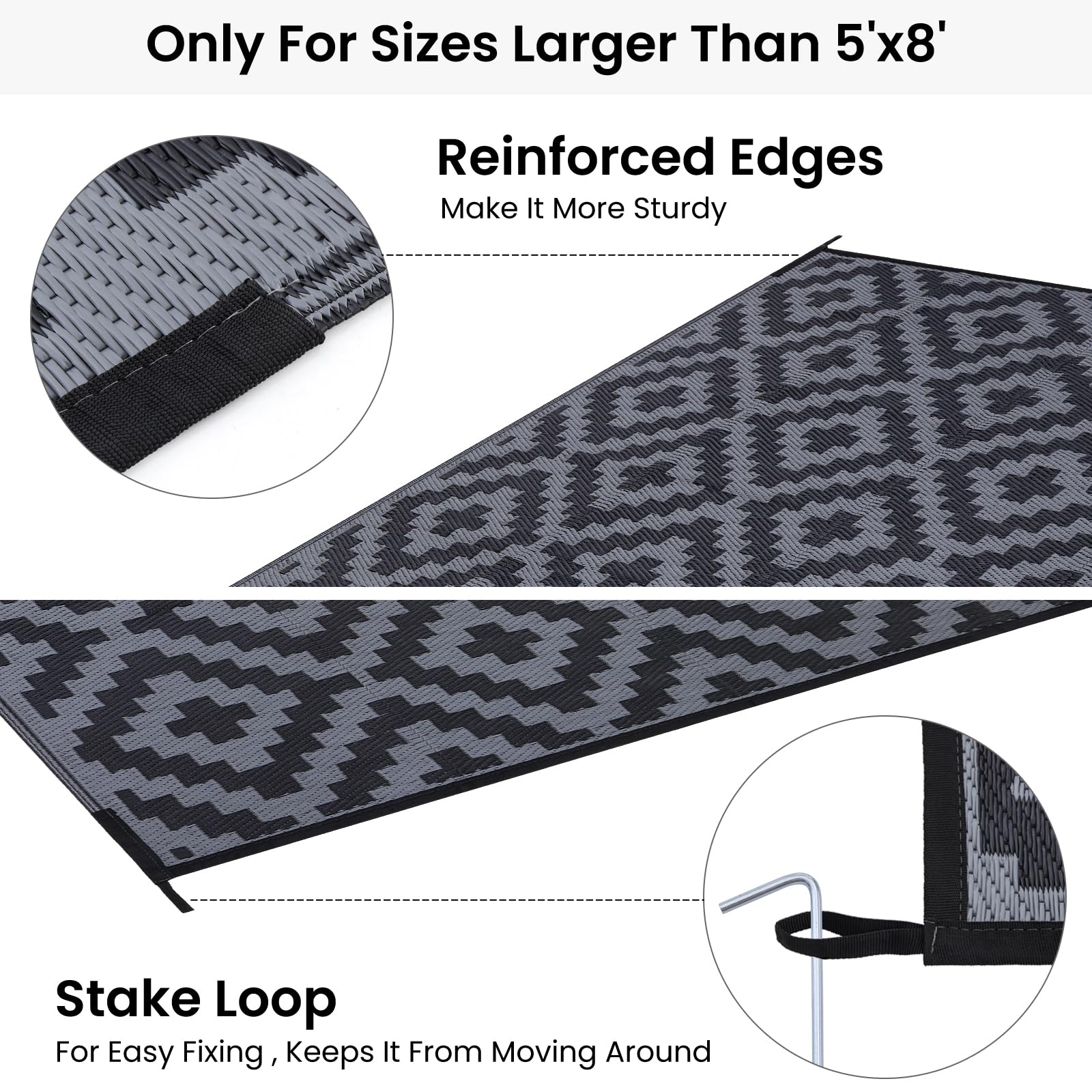 Smiry Outdoor Rug rolled up for portability