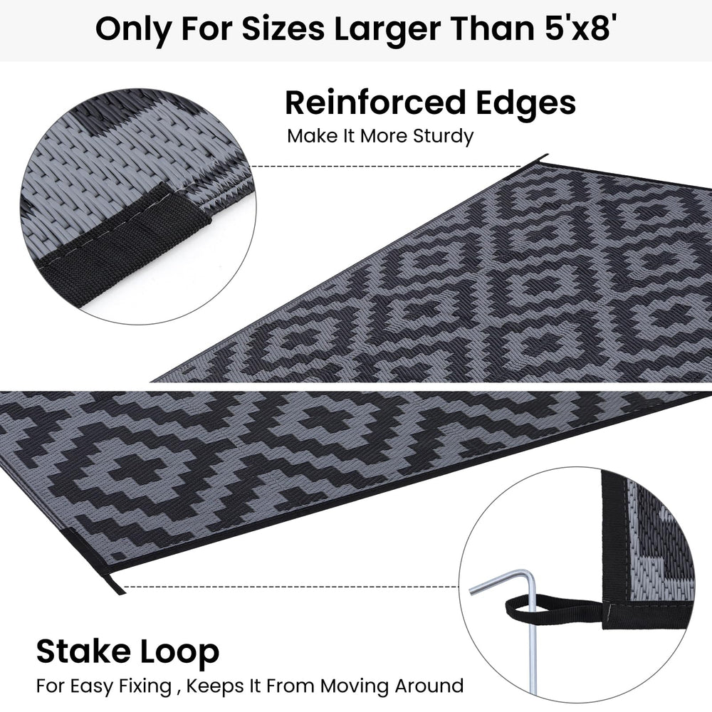 Smiry Outdoor Rug rolled up for portability