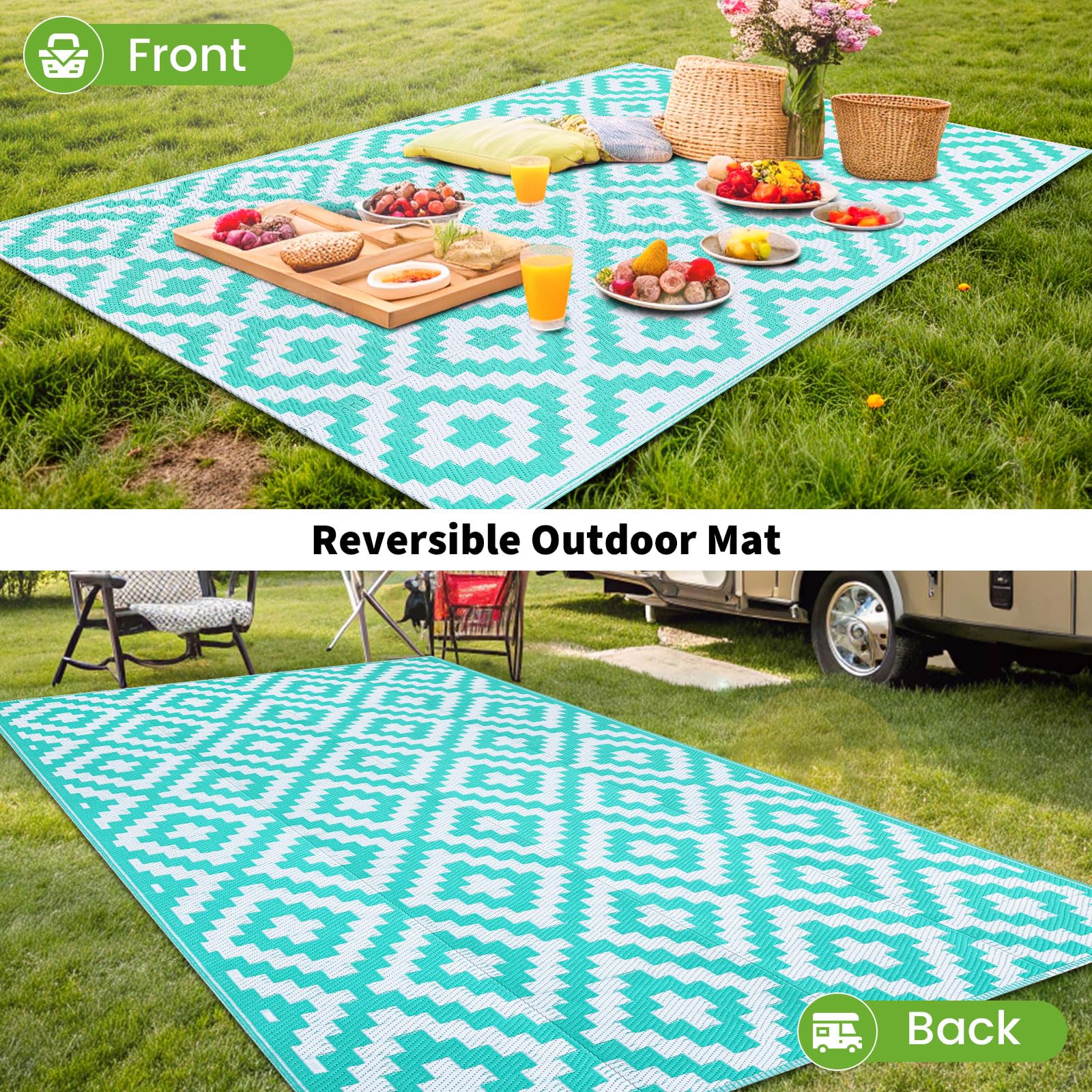 Smiry Outdoor Rug rolled up for storage