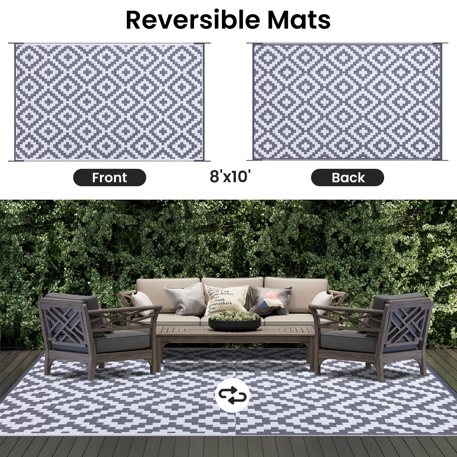 Smiry Outdoor Rug rolled up with carrying bag