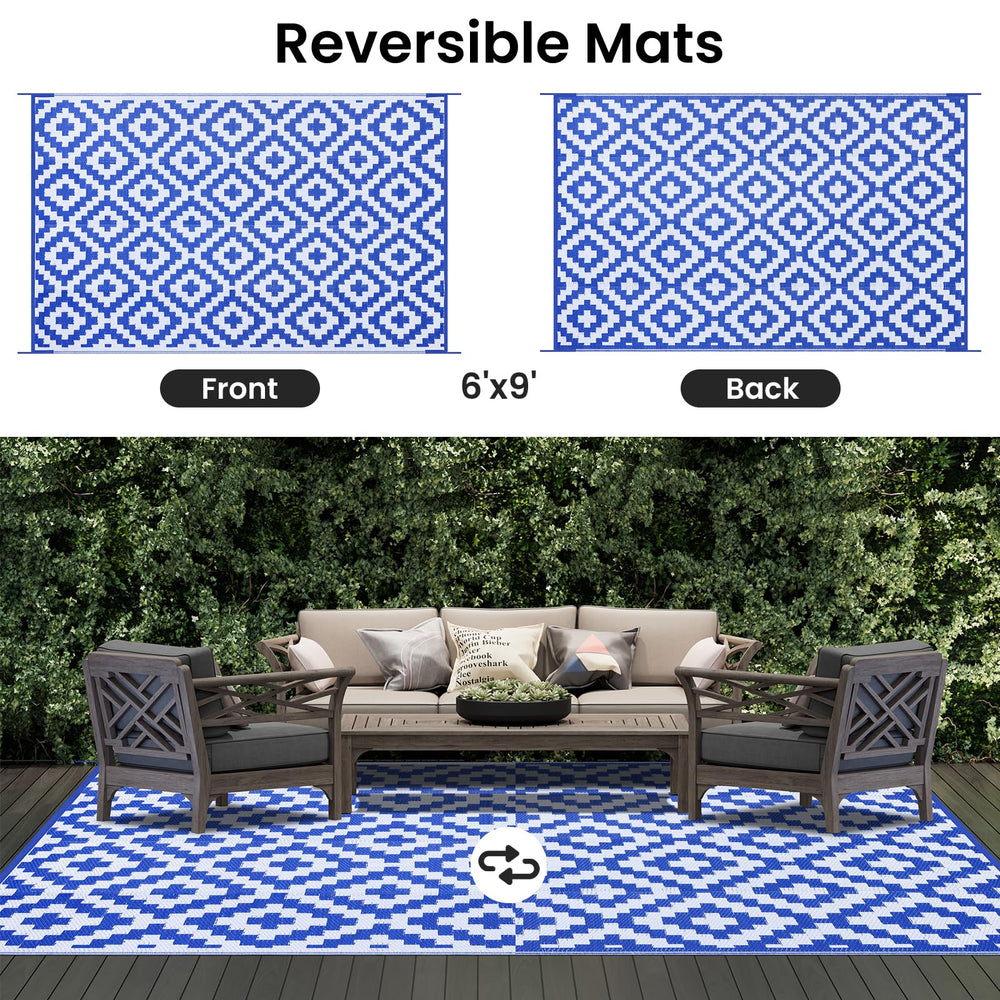 Smiry Outdoor Rug rolled up with carrying bag