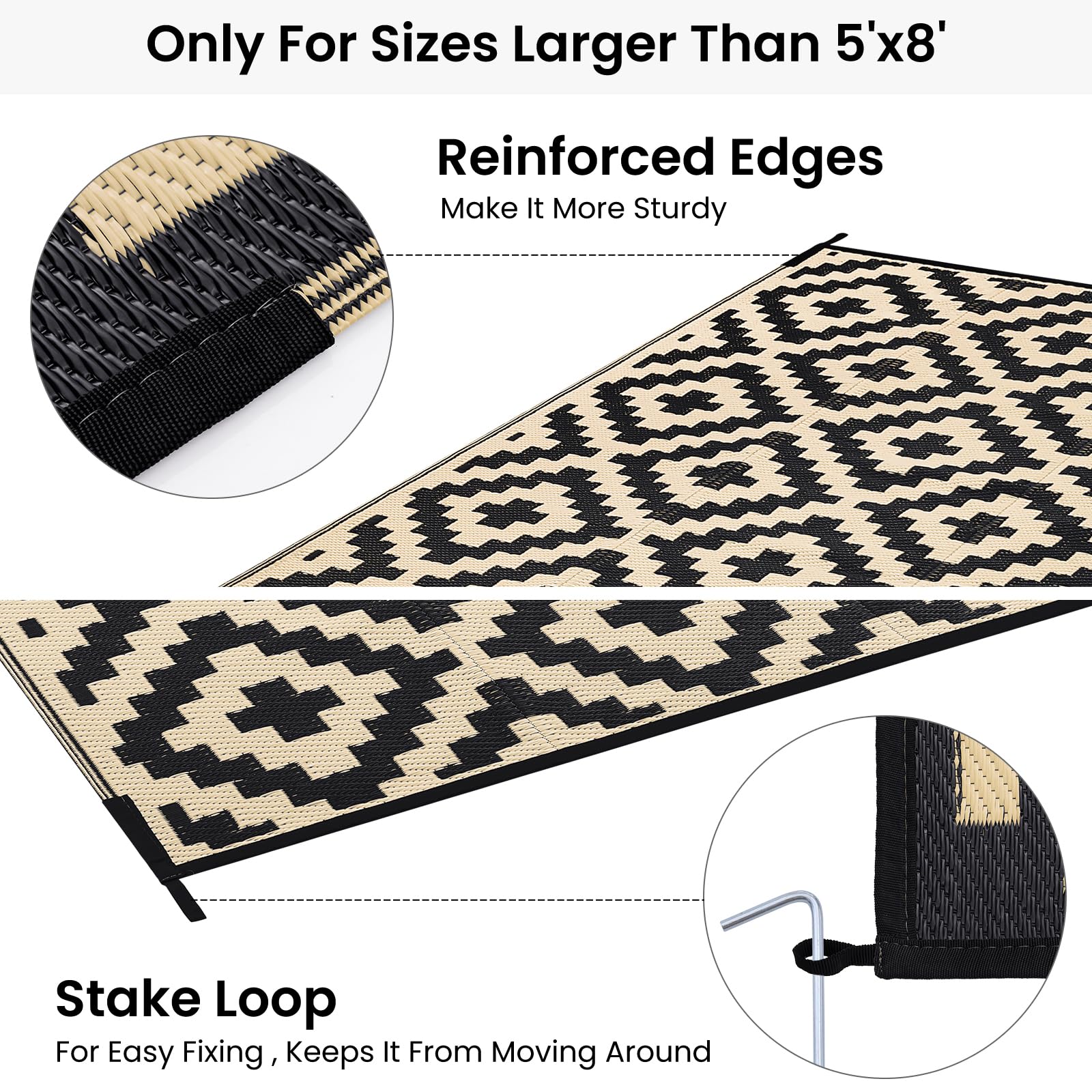 Smiry Outdoor Rug with grass underlay
