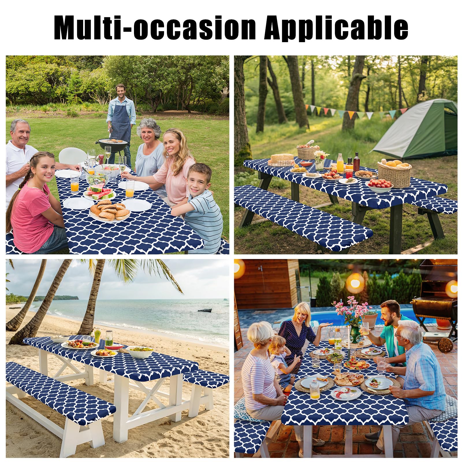 Smiry picnic table cover folded in a drawstring bag for storage