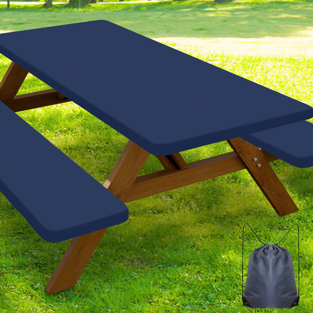 Smiry picnic table cover navy colour set with bench covers