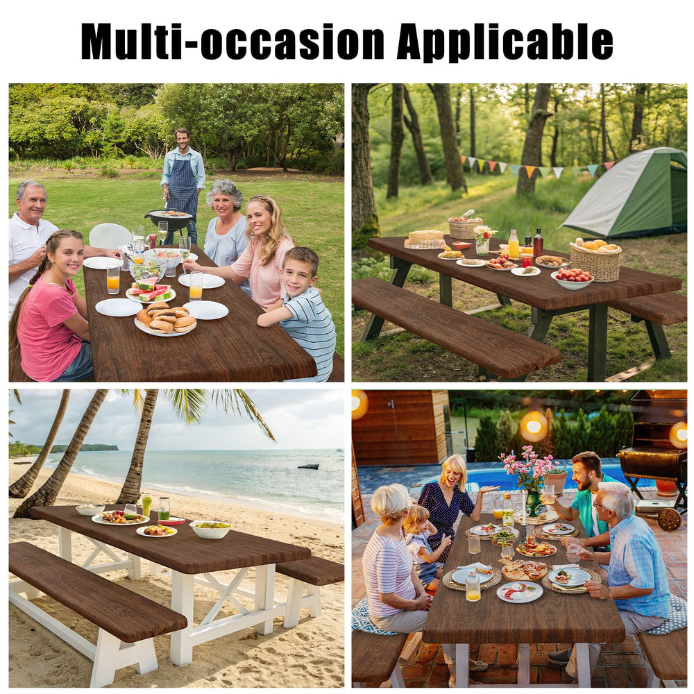 Smiry picnic table cover set arranged elegantly for a family meal