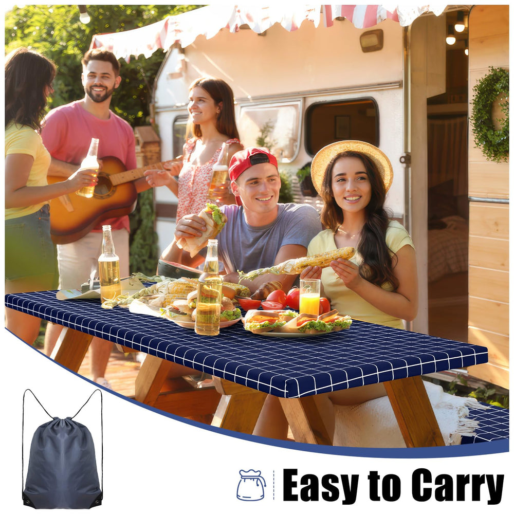 Smiry Picnic Table Cover Set displayed on a picnic table outdoors