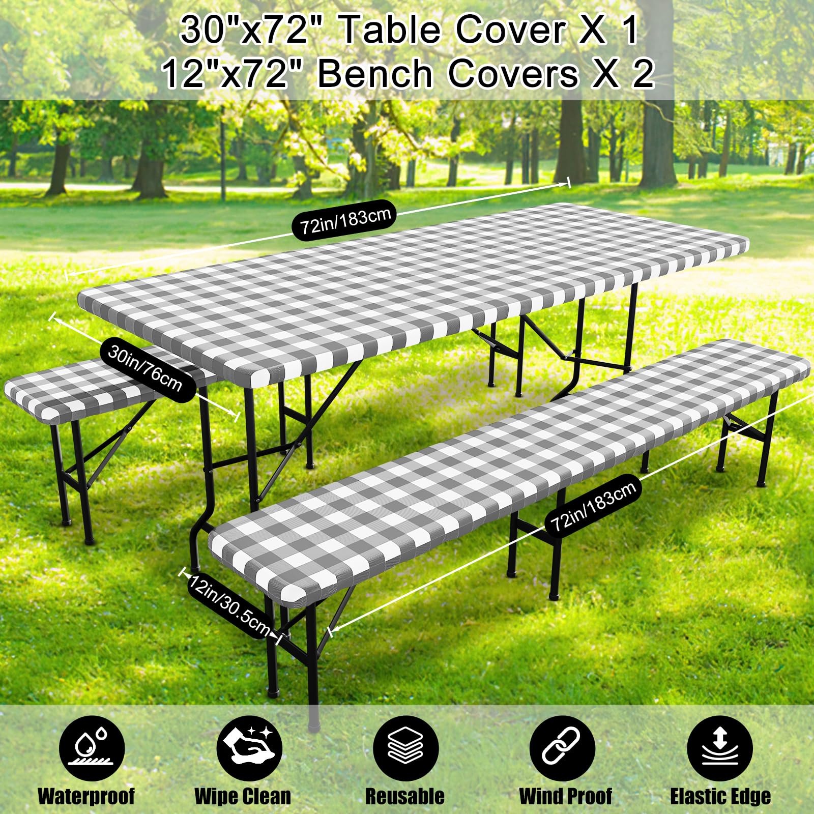 Smiry picnic table cover set folded in storage bag