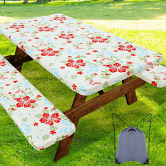 Smiry Picnic Table Cover Set front view with butterfly design