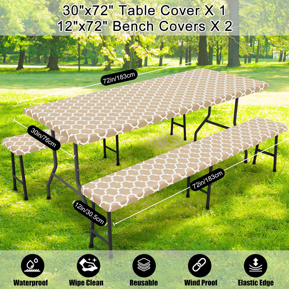 Smiry Picnic Table Cover Set in outdoor setting