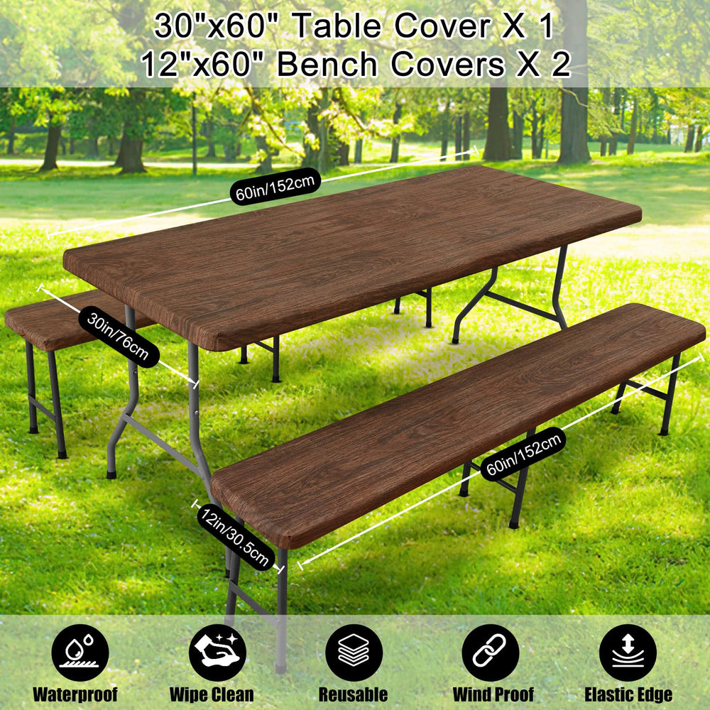 Smiry picnic table cover set on a patio table with benches