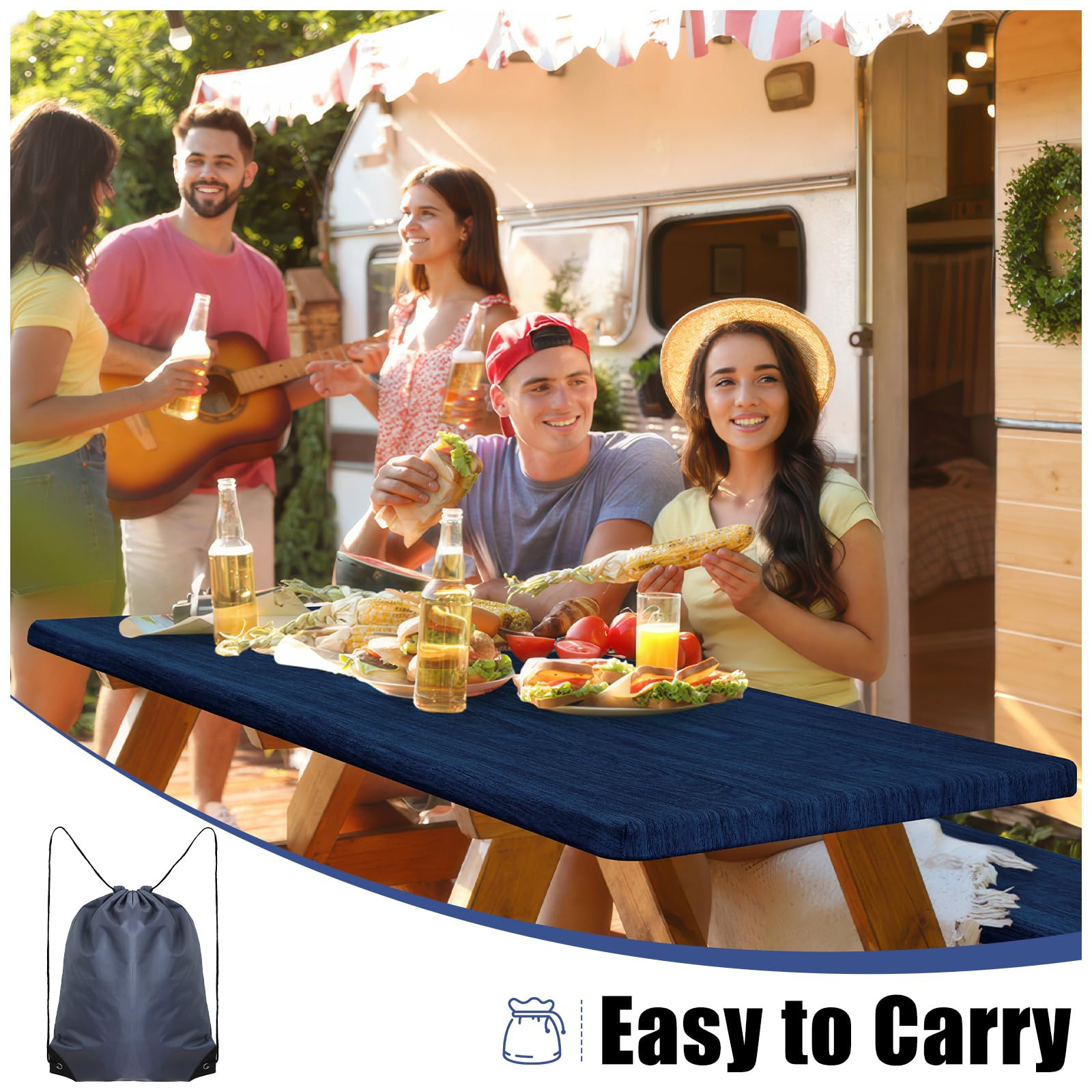 Smiry Picnic Table Cover Set on a picnic table outdoors