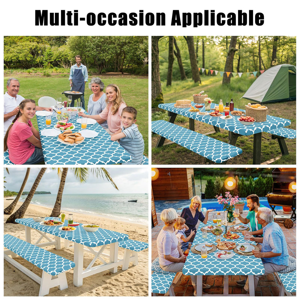 Smiry picnic table cover set on a picnic table outdoors