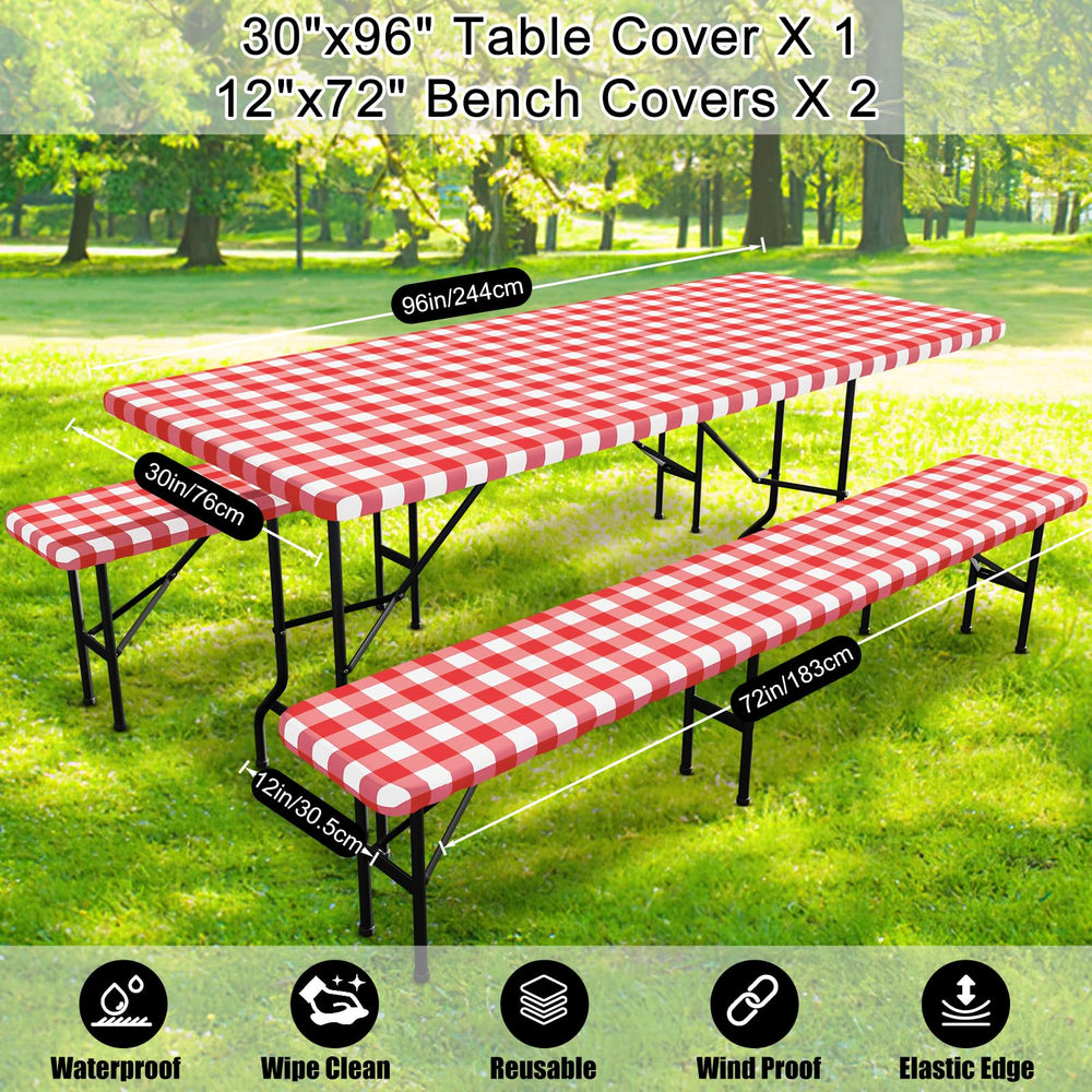 Smiry picnic table cover set packaged with drawstring bag