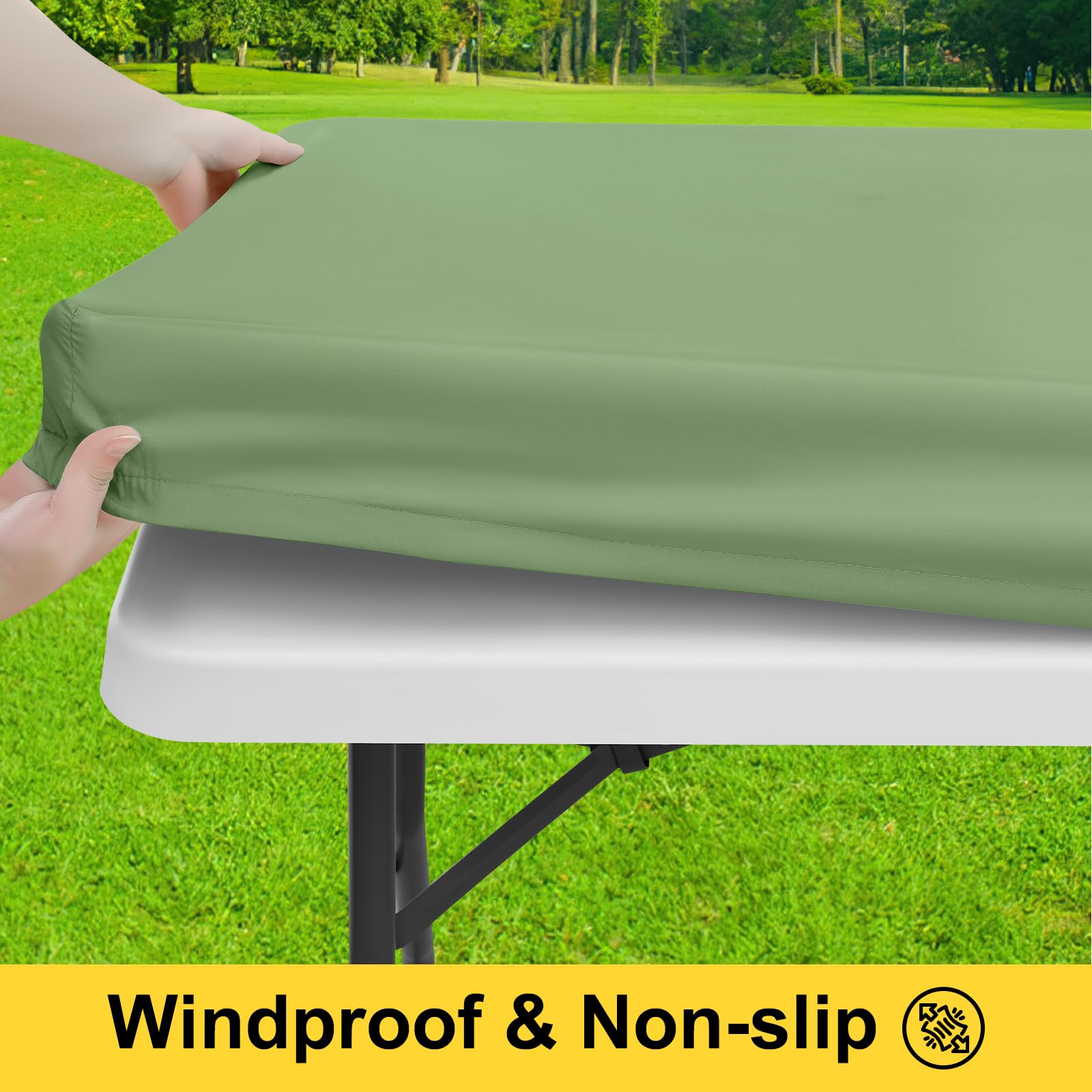 Smiry picnic table cover set packed in a drawstring bag