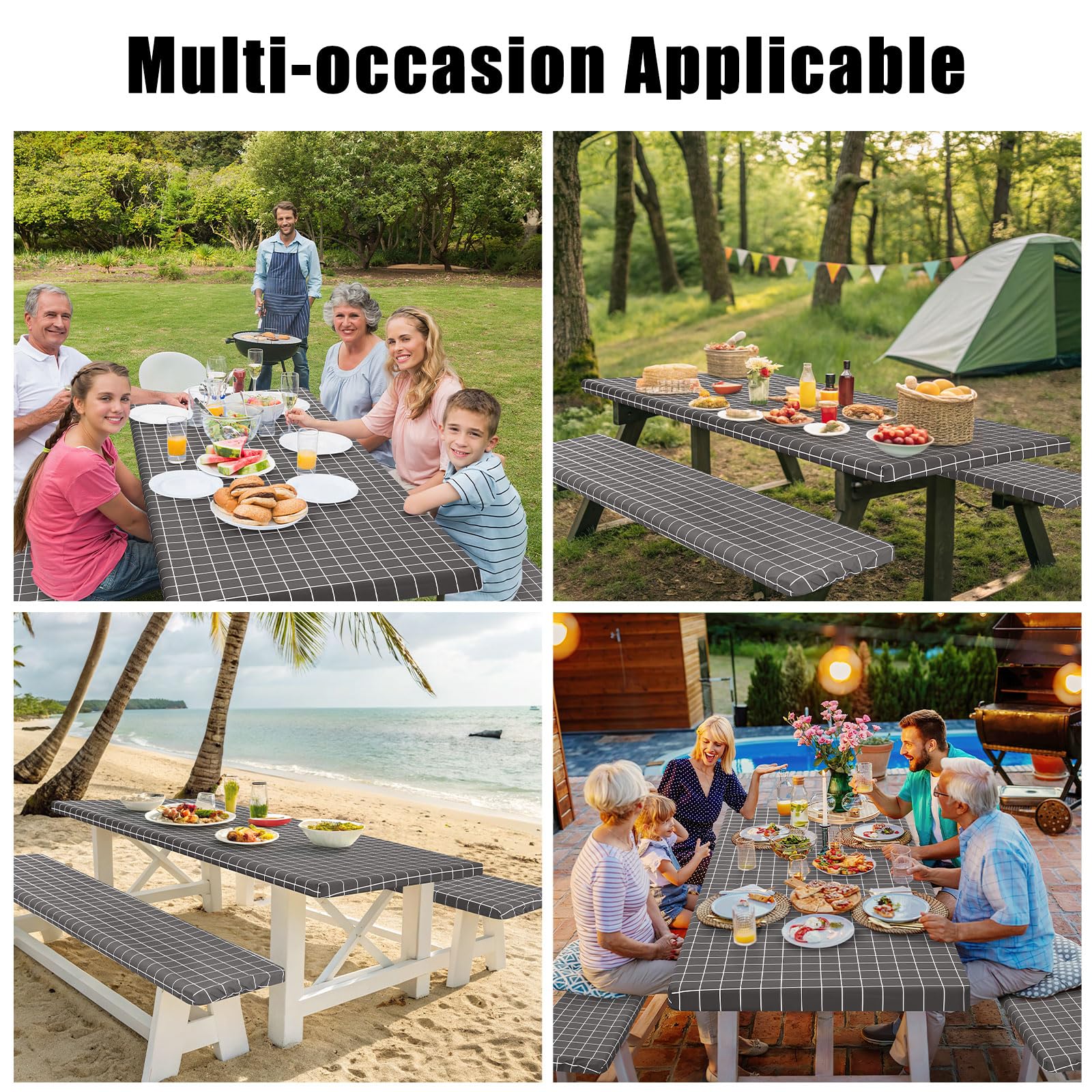 Smiry picnic table cover set packed in a drawstring bag