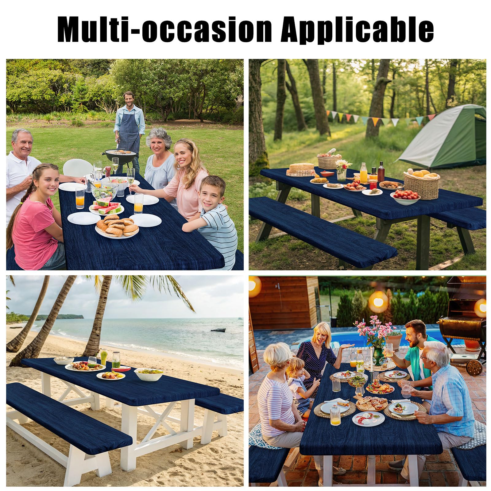 Smiry picnic table cover set showcasing elastic edges