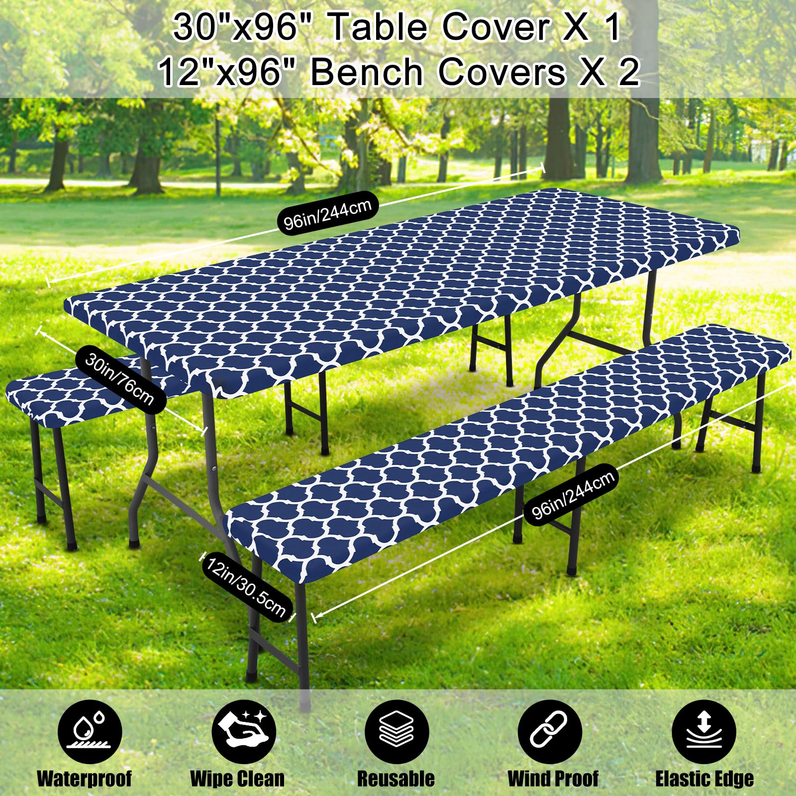Smiry picnic table cover set showcasing its elegant design