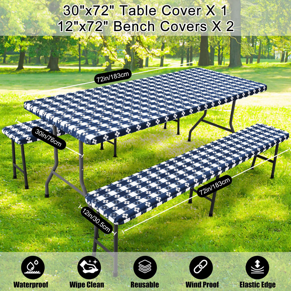 Smiry picnic table cover set used at an outdoor event