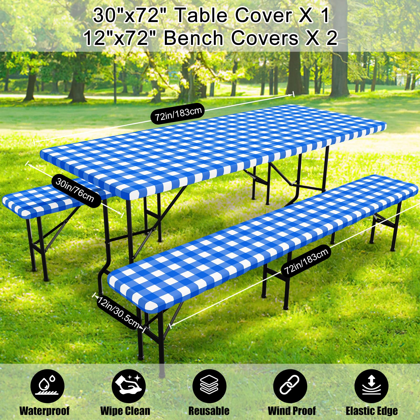 Smiry picnic table cover set with bench covers