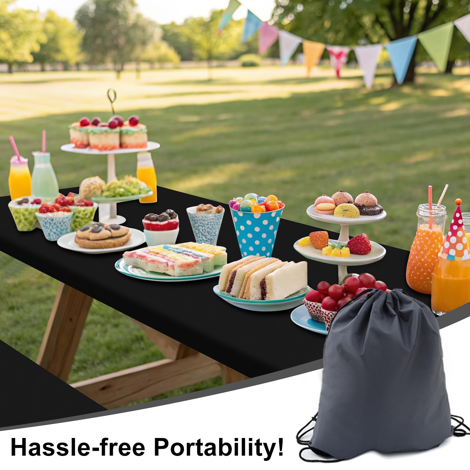 Smiry picnic table cover with bench covers in outdoor setting