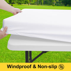 Smiry picnic table cover with elastic edge fitted on a table