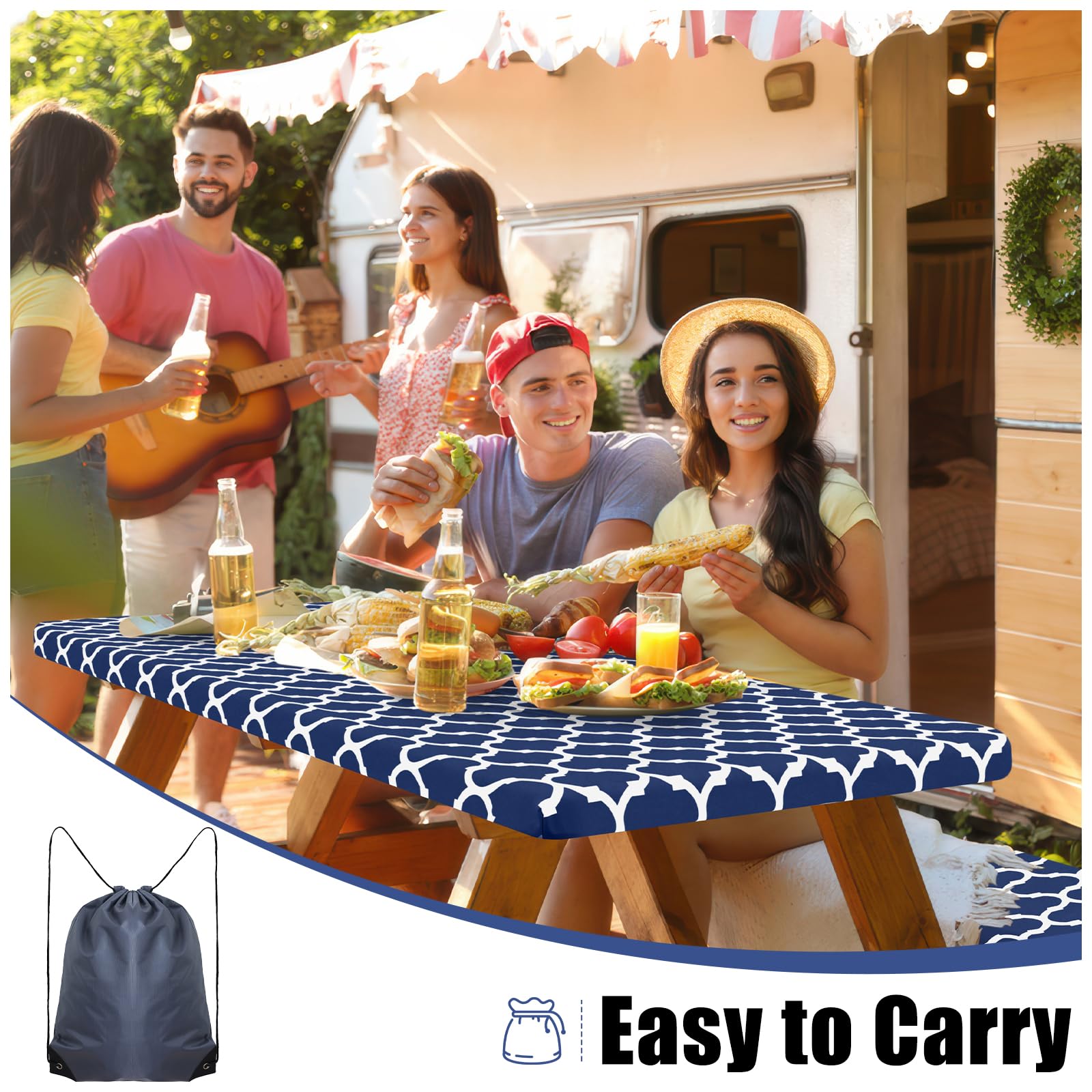 Smiry picnic table cover with elastic edges for secure fitting