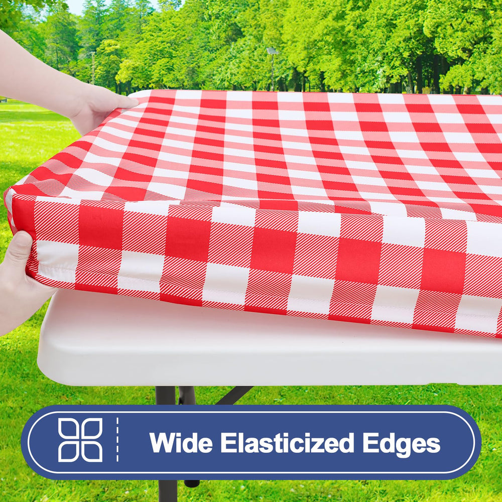 Smiry table cover with elastic edge on picnic table