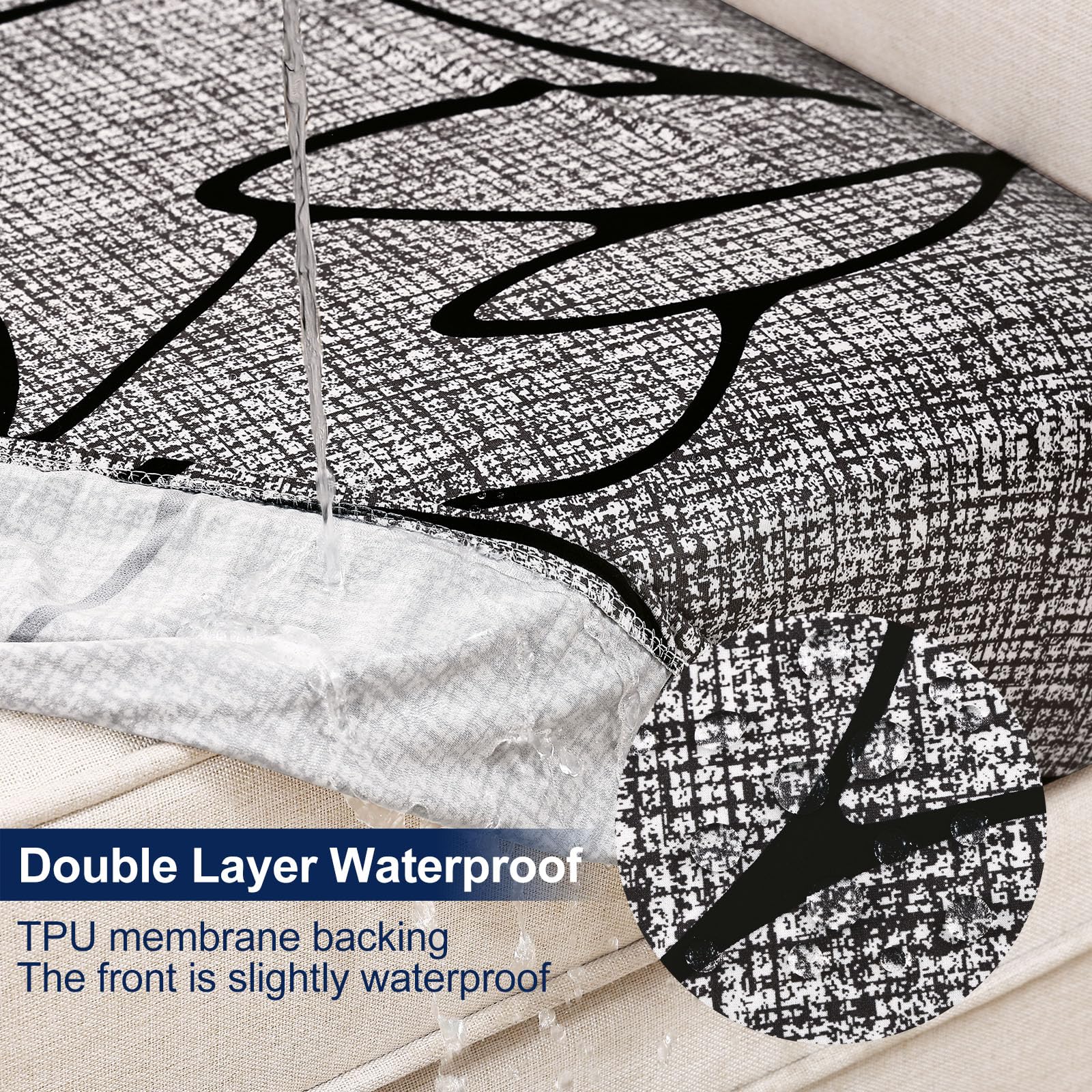 Smiry Waterproof Cushion Cover showing TPU membrane backing