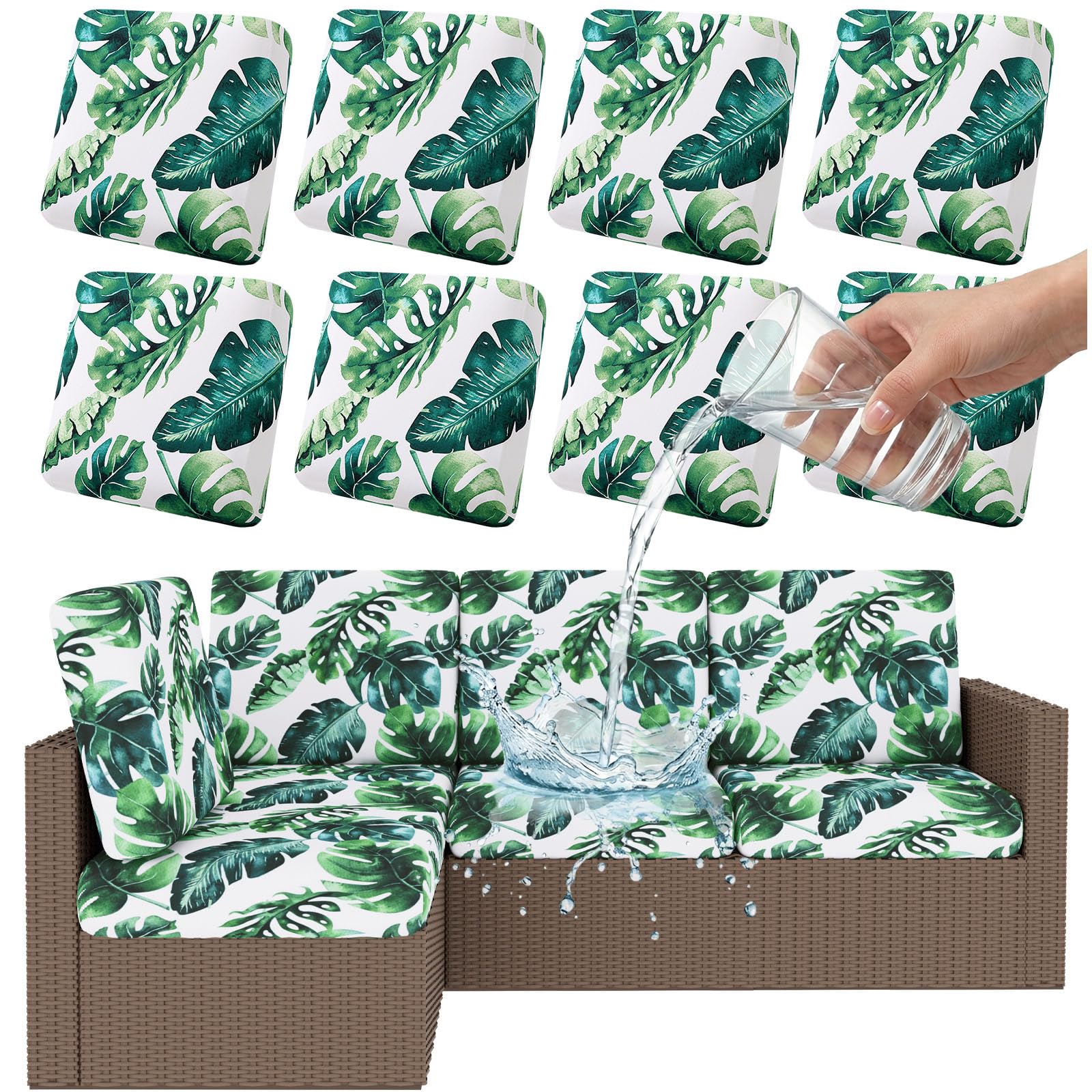 Smiry waterproof patio cushion cover, green, front view