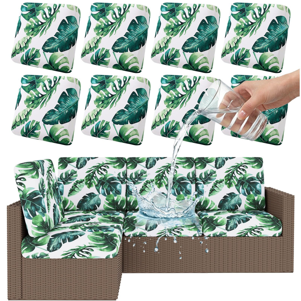 Smiry waterproof patio cushion cover, green, front view