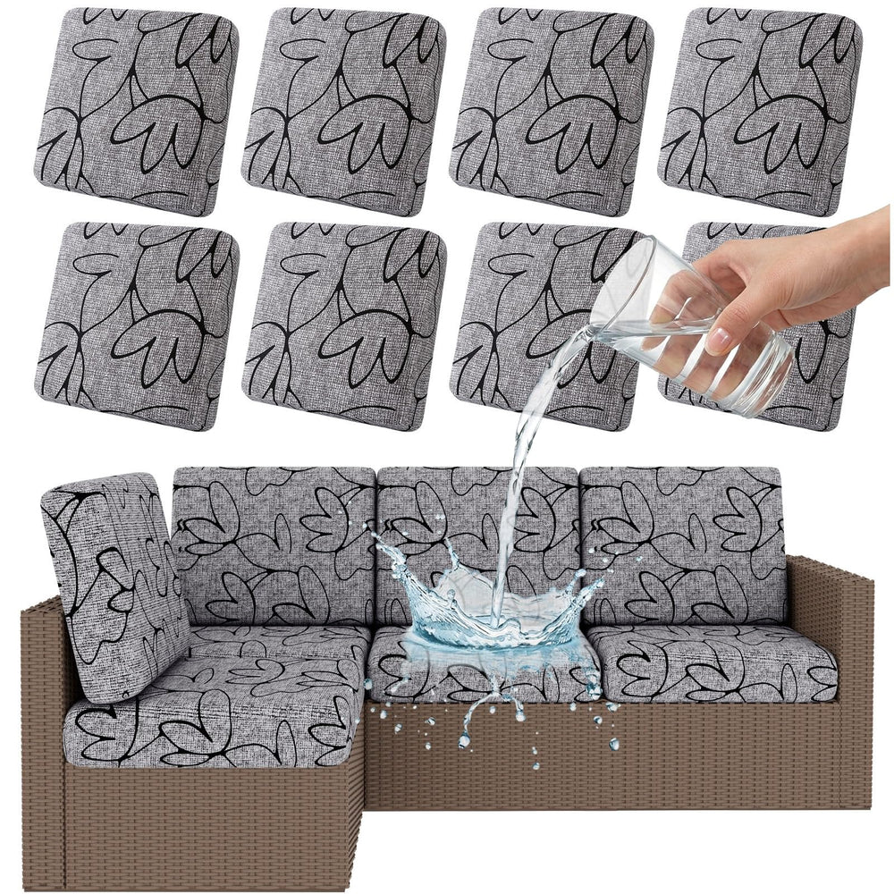 Smiry Waterproof Patio Cushion Cover in Grey and Black, front view