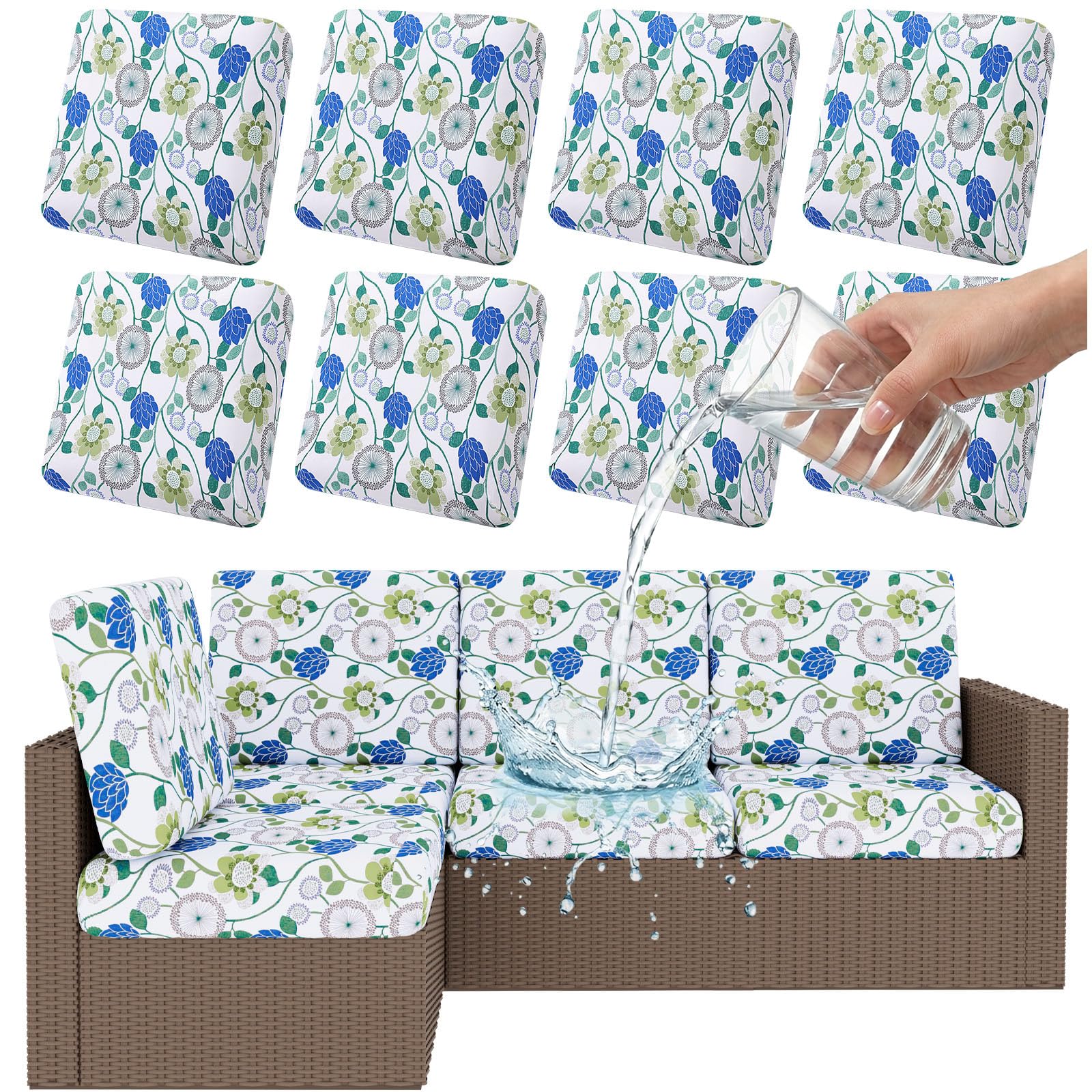 Smiry Waterproof Patio Cushion Cover in Light Green, front view